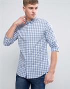 Asos Slim Gingham Check Shirt - Blue