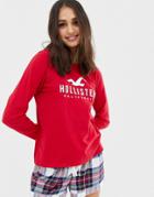 Hollister Pyjama Top With California Logo - Red