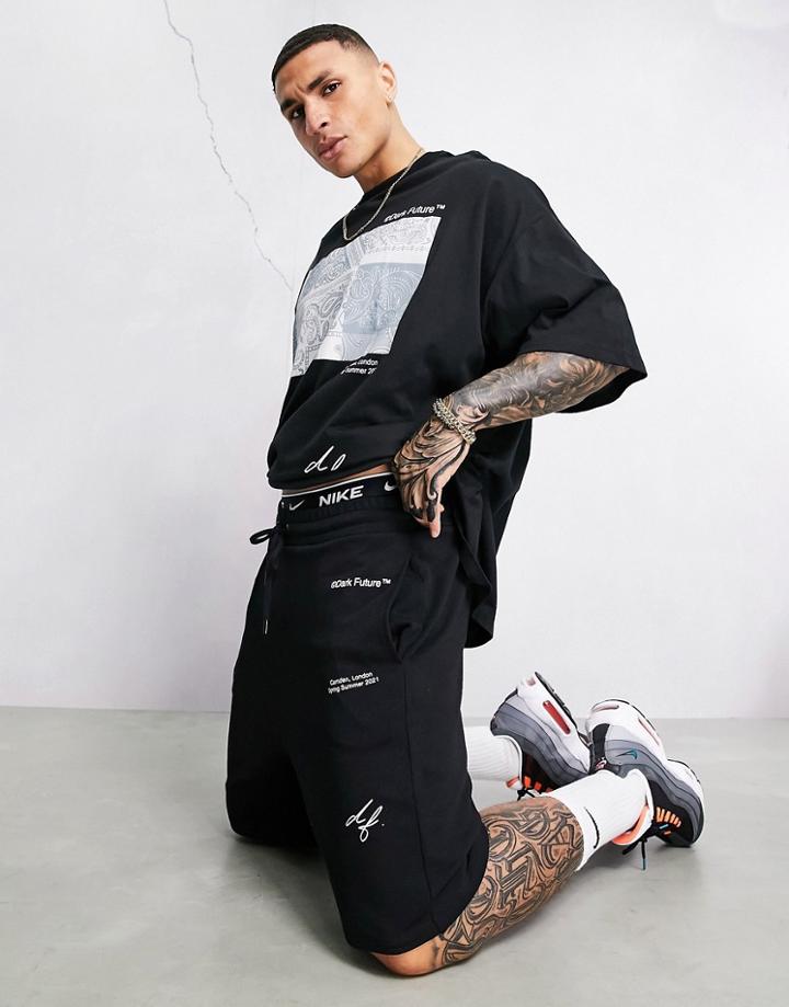 Asos Dark Future Set Shorts With Multi Logo Prints In Black