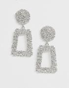 Asos Design Earrings In Square Shape In Silver Tone - Silver
