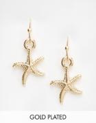 Nylon Gold Plated Starfish Drop Earrings - Gold Plated