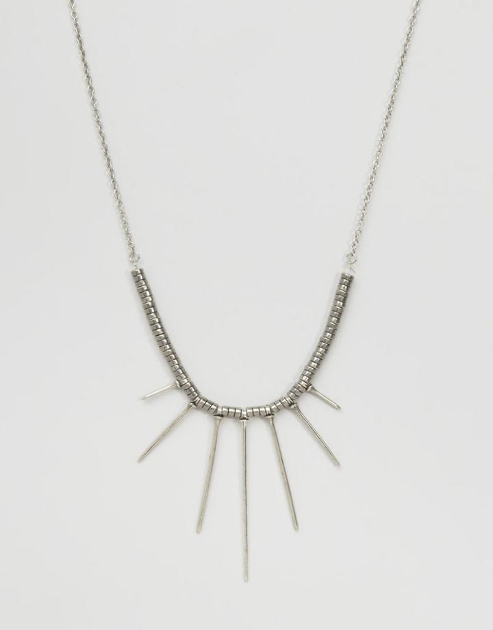 Low Luv Silver Plated Spike Necklace - Silver