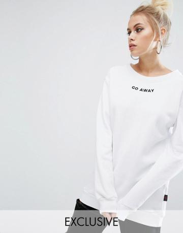 Adolescent Clothing Oversized Sweatshirt With Go Away Embroidery - White