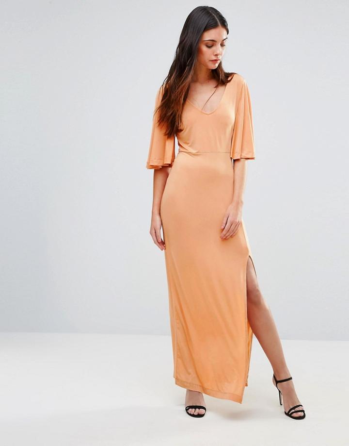 First & I Flutter Sleeve Maxi Dress - Multi