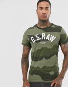 G-star G.s.raw Organic Cotton Camo Logo-t-shirt In Black - Black