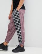 Asos Design Tapered Woven Sweatpants In Half And Half Check