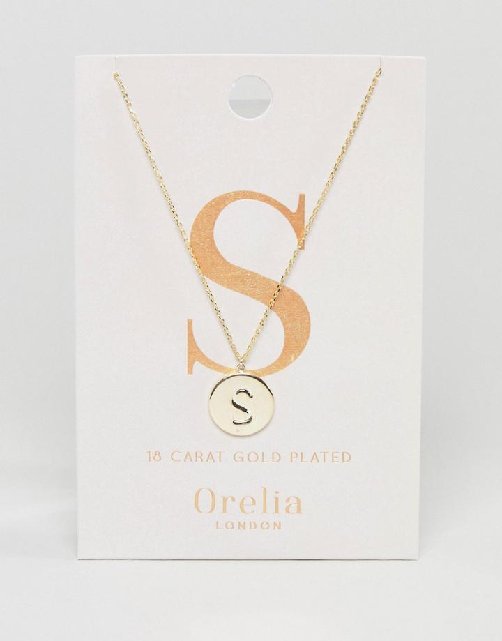 Orelia Gold Plated Initial S Disc Pendant - Gold