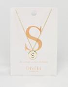 Orelia Gold Plated Initial S Disc Pendant - Gold