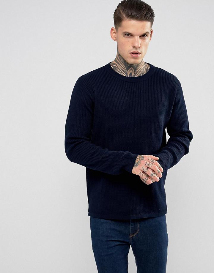 Bellfield Rib Cross Neck Sweater - Navy