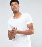 Asos Design Tall Muscle Fit T-shirt With Scoop Neck In White - White