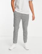 Topman Skinny Jogger-style Pants In Dogstooth Check In Black And White