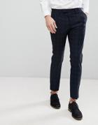 Moss London Skinny Suit Pants In Check - Navy