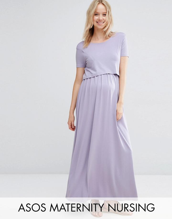 Asos Maternity Nursing Double Layer Maxi Dress - Purple