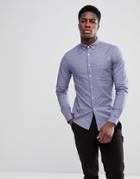 Asos Casual Stretch Skinny Oxford Shirt In Blue Gray - Blue