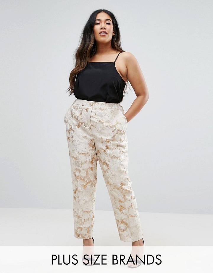 Elvi Plus Jacquard Pants - Gold