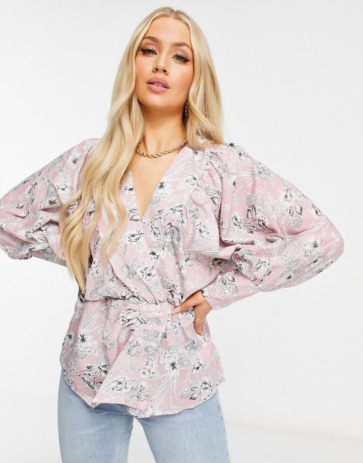 Ax Paris V-neck Blouse In Floral Print-multi
