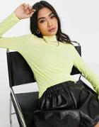 River Island Long Sleeve All-over Mesh Top In Yellow