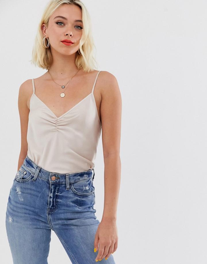 Miss Selfridge Cami With Twist Front In Light Pink