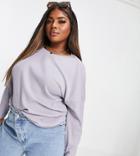 Asos Design Curve Batwing Top In Super Soft Cozy Rib In Gray-grey