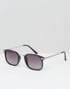 Asos Square Sunglasses With Geo-tribal Metal Work - Black
