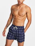 Asos Design Swim Shorts With Rope Print In Navy Short Length