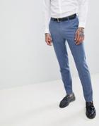 Harry Brown Wedding Wool Blend Blue Donegal Skinny Fit Trousers - Blue