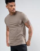 Asos Crew Neck T-shirt In Brown - Brown