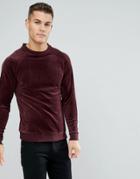 Only & Sons Velour Sweatshirt - Red