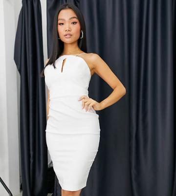 Vesper Petite Midi Dress With Slit Front In White