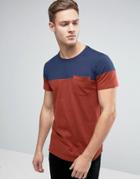 Esprit T-shirt With Color Block And Pocket - Navy