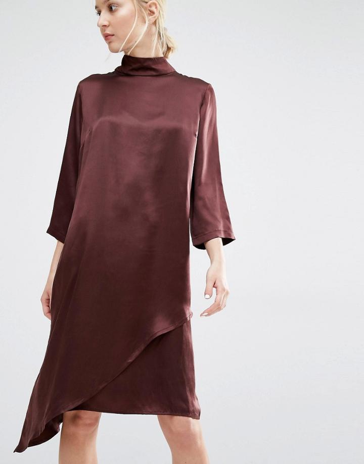 Gestuz Blaze High Neck Silk Dress With Slip - Red