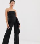 True Violet Exclusive Side Peplum Jumpsuit In Black