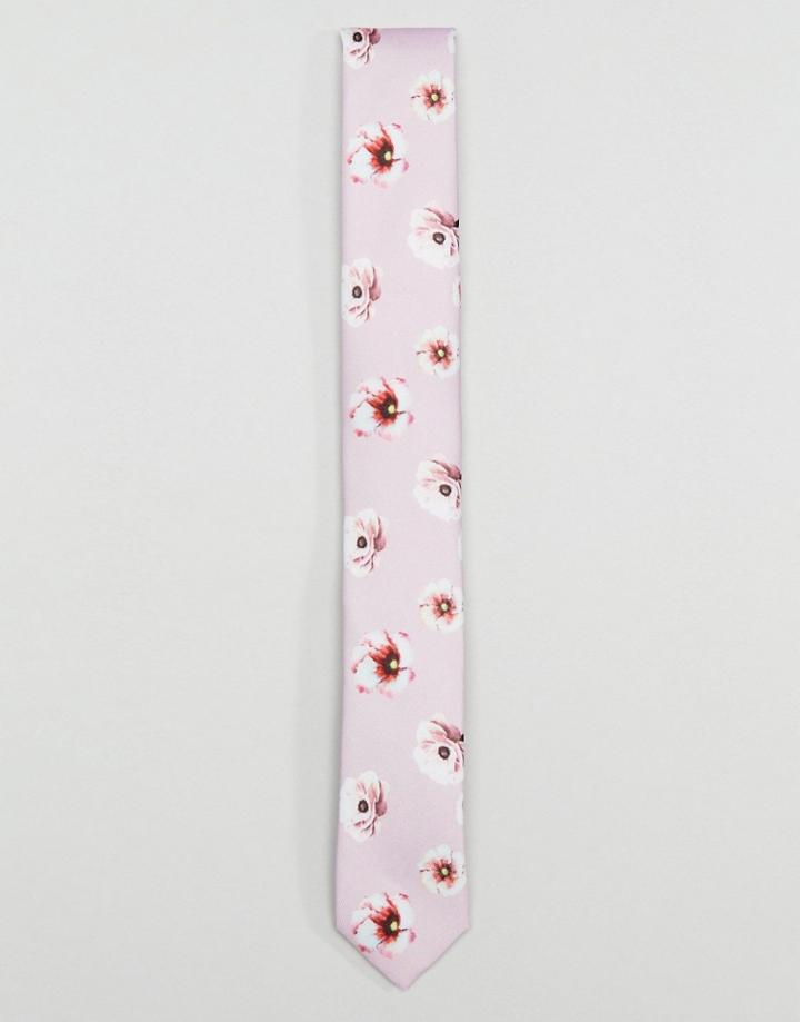 Asos Tie In Floral Design - Pink