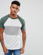 Asos T-shirt In Linen Look Fabric With Contrast Panel And Sleeves - White