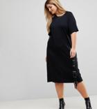 Asos Curve Midi T-shirt Dress With Lace Up - Black