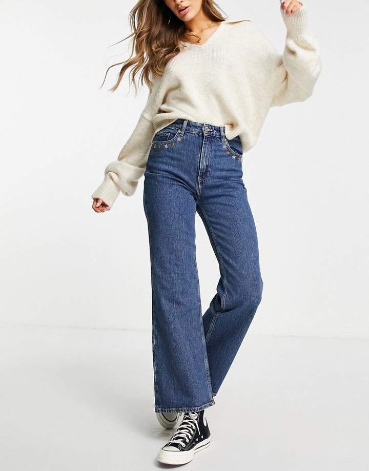 & Other Stories Flower Embroidered Jeans In Blue-blues