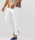 Asos Design Plus Super Skinny Cropped Cargo Pants In White - White