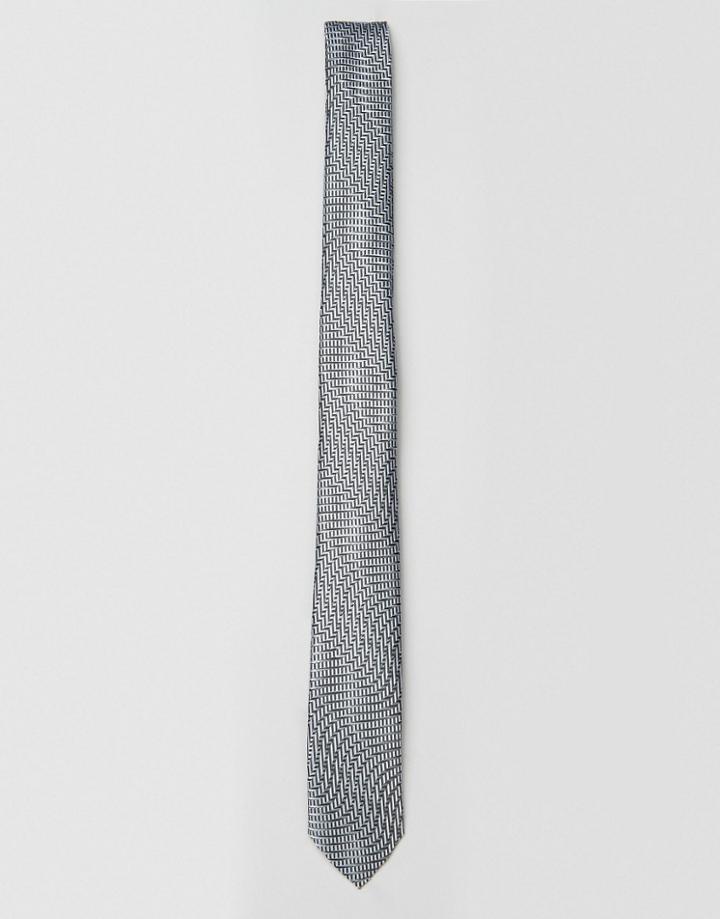 Asos Slim Tie With Swirl Design In Black - Black