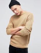 D-struct Chunky Ribbed Crew Neck Sweater - Tan