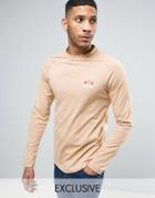 Ellesse Long Sleeve T-shirt With Small Logo In Slubby Fabric - Stone