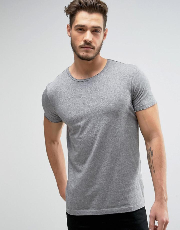 Boss Orange By Hugo Boss Raw Edge T-shirt Regular Fit In Gray Marl - G