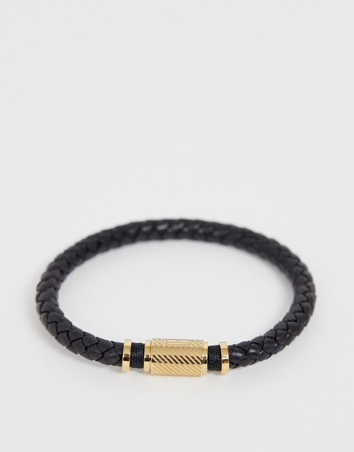 Tommy Hilfiger Braided Bracelet In Black & Gold
