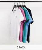 Hollister 5 Pack Icon Logo T-shirt In Black/green/blue/pink/white-multi