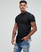 Siksilk Muscle Shirt In Black With Camo Sleeves - Black