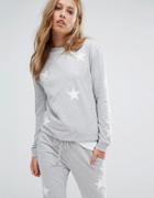 Daisy Street Holidays Applique Star Sweater - Gray