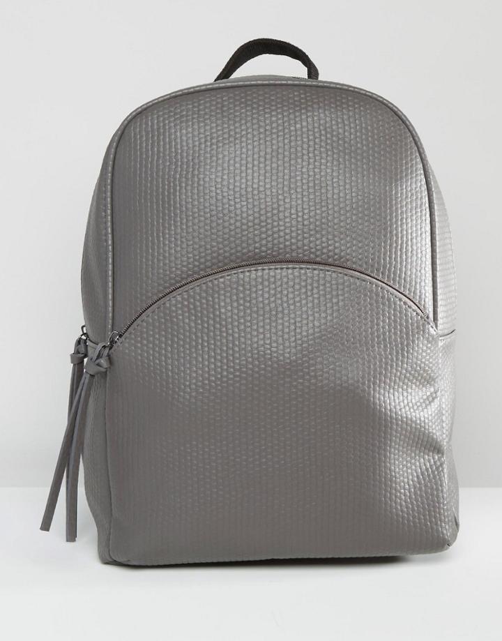Pieces Textured Backpack - Gray
