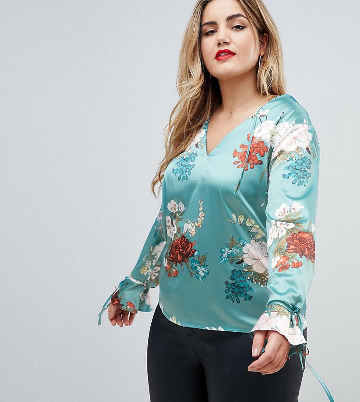 Missguided Plus Floral Satin Blouse - Multi