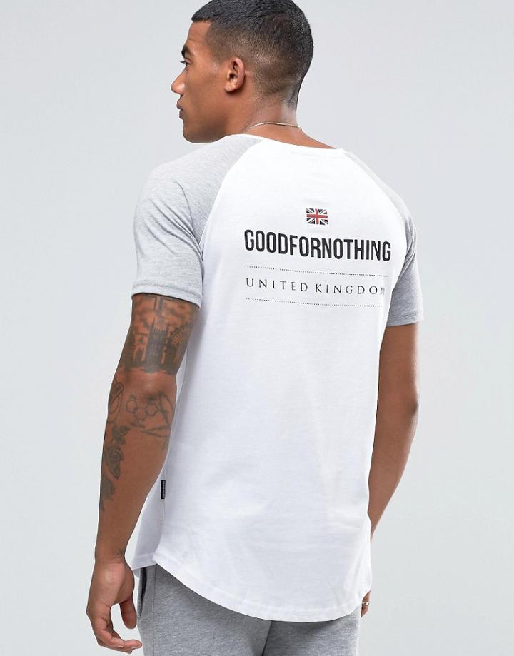 Good For Nothing Raglan T-shirt With Back Print - White