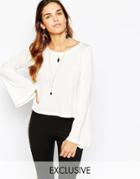 Kiss The Sky Top With Fluted Sleeves - Brown