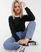 Brave Soul Sweetie Lace Insert Sweater-black